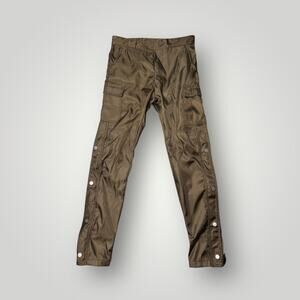 MNML Men’s Brown Nylon Snap Cargo Pants – Size 28 L 32 – Streetwear Utility